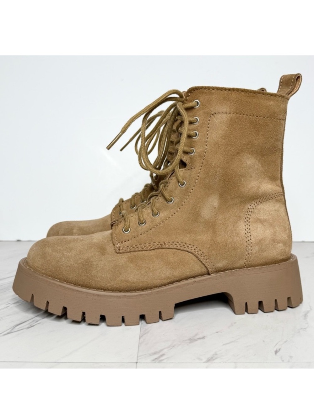 Steve Madden Linze Brown Suede Lace Up Boot 9 1/2 M